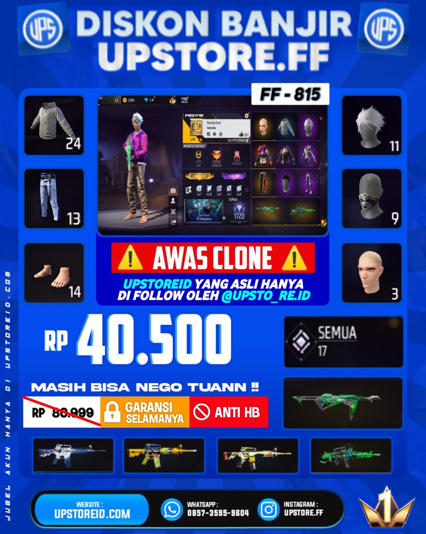 F815 - VAULT 40+, WEAPON 17, SPEK POLOSAN STANDAR | FREE FIRE