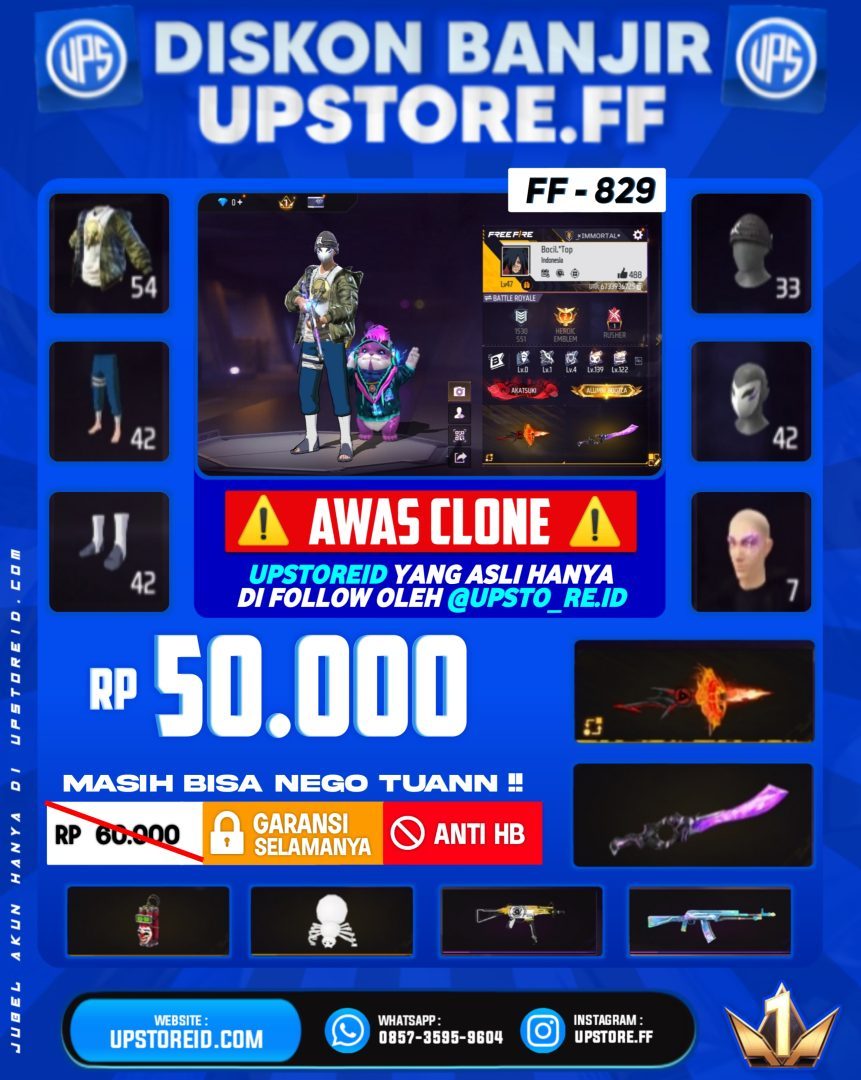 F829 - VAULT 60+, WEAPON 74, SPEK STANDAR | FREE FIRE
