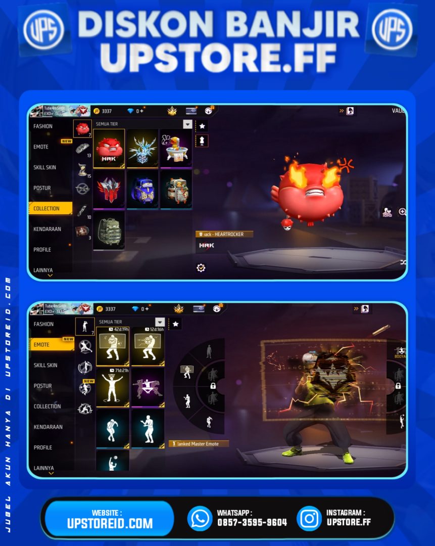 F816 - VAULT 50+, WEAPON 35 | BUNDLE ARTIC BLUE, SEPATU KUNING, INCU WEAPON ON, DLL | FREE FIRE - Spec Image