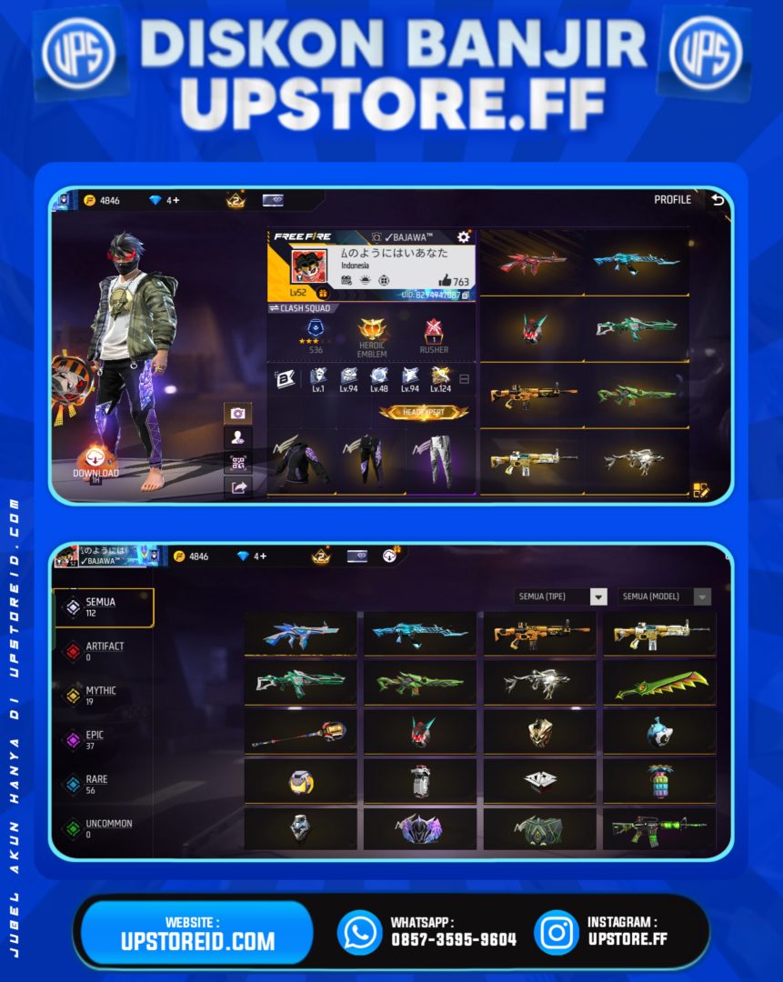 F833 - VAULT 100, WEAPON 112, SPEKPELAJAR | FREE FIRE - Product Image