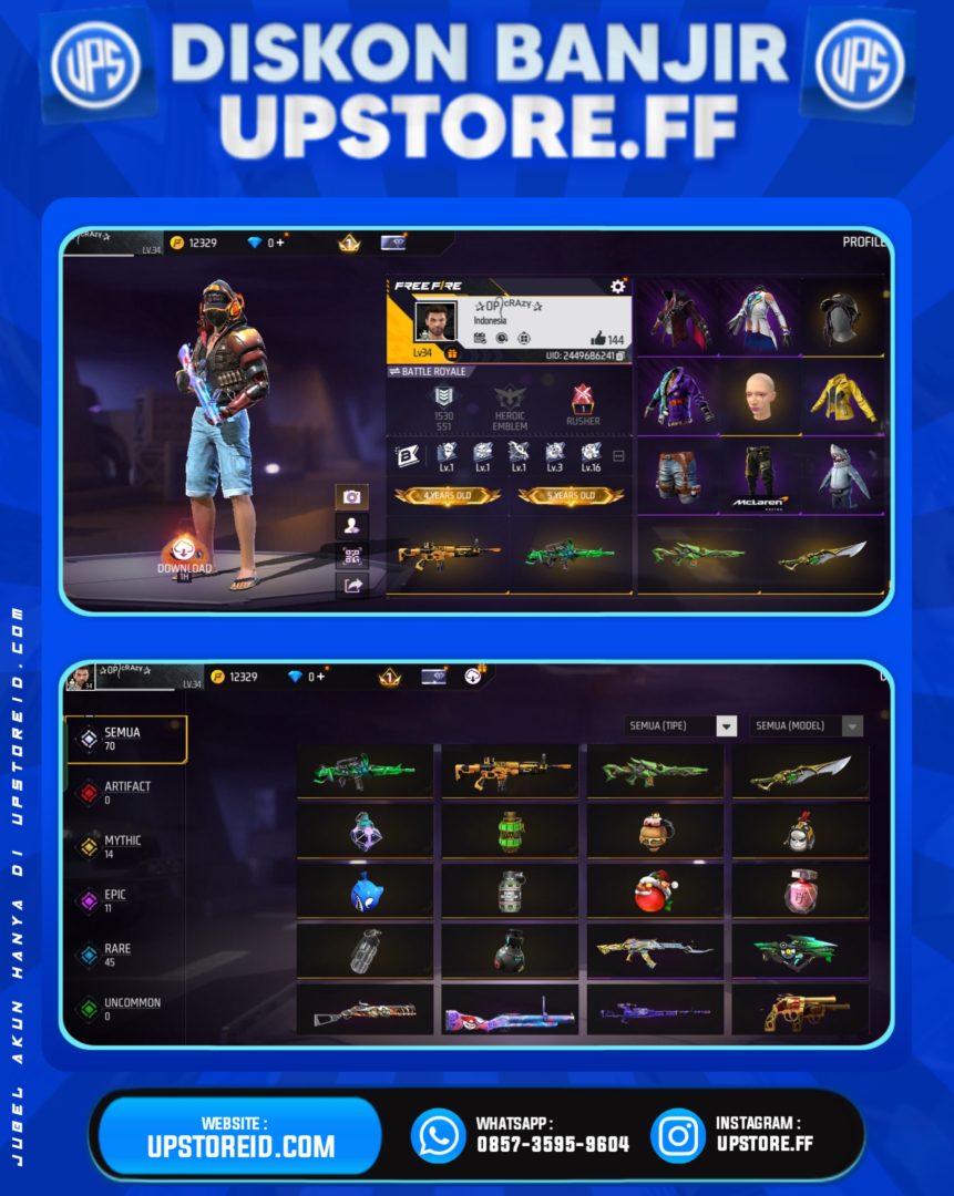 F826 - VAULT 50+, WEAPON 70, | FREE FIRE - Product Image
